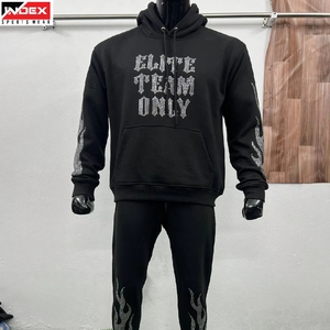 Cheap rate Stylish Rhinestone Sweat Suit Men USA Bling <b>Tracksuit</b> Hoodie Jogger Set Affordable Wear - Product Image 1