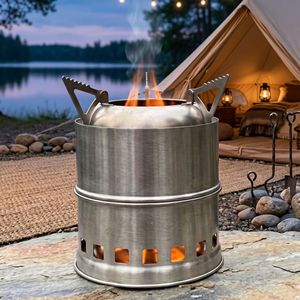 Estufa de Leña Versátil Wild-Flame: Calentador y Parrilla 3 en 1 para Camping - Product Image 1