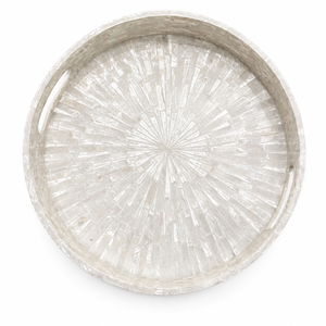 Plateau de luxe bleu en os incrusté, fait main, motif floral, nacre, plateau de service décoratif pour salon et décoration intérieure - Product Image 2