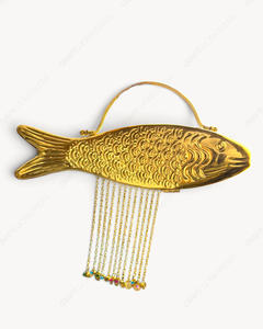 Handmade Gold Metal Fish Shape Luxury Eco Friendly Waterproof Clutch Bag Embossed <b>Scale</b> Design Top Handle Antique Minaudiere - Product Image 4