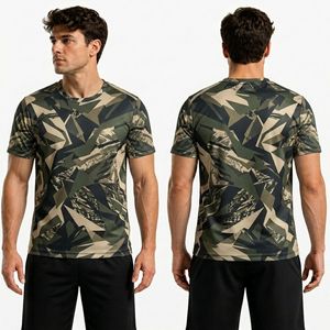T-shirts pour hommes gris à rayures délavées, polyester, confortables, séchage rapide, toucher doux, manches courtes, vente en gros - Product Image 2
