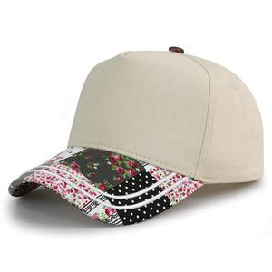 HBA54 Custom Wholesale Promotional Baseball Cap Floral Print Outdoor Casual Sports <b>Sunscreen</b> 5 Panel Baseball Caps Manufacturer - Product Image 1