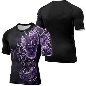 Custom Design Men's Long Sleeve Rashguard BJJ Compression Wear 100% Polyester Premium Quality OEM Service <b>Heat</b>-Transfer Printed - Product Image 4