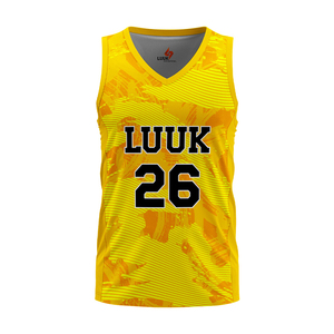 Camiseta de Baloncesto Personalizada con Cuello en V, Nombre y Número del Jugador, y Colores Combinados para Equipos de Liga - Product Image 1