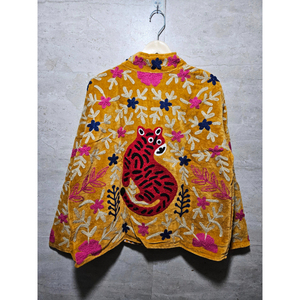 Embroidered Velvet Suzani <b>Jacket</b> Animal Print Boho Lace Button Winter Breathable Cotton Handmade Artisan Outerwear Gift for her - Product Image 6