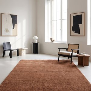 Alfombra Rústica de Lana Texturizada Marrón Hecha a Mano para Sala de Estar, Dormitorio, Entrada, Decoración Moderna para el Hogar, Cubierta de Piso Suave y Afelpada - Product Image 3