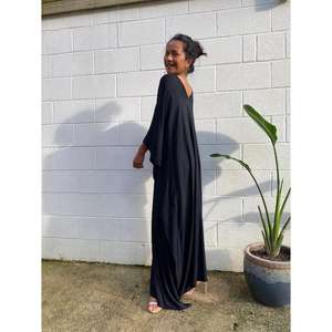 Robe longue maxi kaftan pour femme, écologique, lavable, taille naturelle, élégante, coupe ample, pour la détente et les vacances - Product Image 3