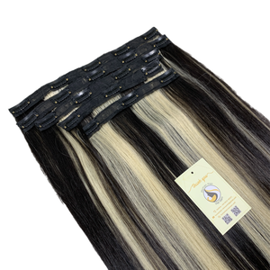 Extensions de cheveux vietnamiens noirs Piano en surbrillance Clip dans les cheveux humains 8 - 32 pouces personnalisé Ombre Piano Highlight doux et lisse - Product Image 2