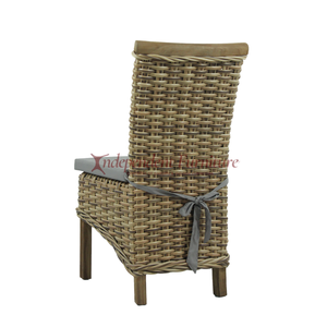 Silla de Comedor de Mimbre Sintético con Marco de Madera de Teca Antigua, Ecológica y Duradera, para Hogar, Bar o Apartamento - Product Image 3