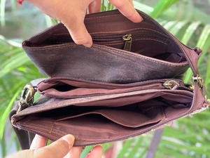 Bolso de mano de cuero de vaca de alta calidad, bolso cruzado de usos múltiples, pelo Real en cuero genuino, bolso de hombro con doble cremallera - Product Image 6