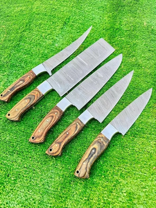 Ensemble de couteaux de chef en acier damas forgé à la main, couverts de cuisine professionnels, manche en bois, couteaux de cuisine, fournisseur OEM ODM - Product Image 6