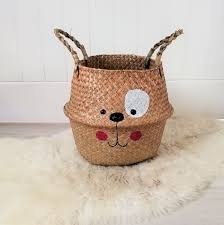 Wholesale 100% Natural <b>Foldable</b> Circle Storage <b>Baskets</b> Hand Woven Belly <b>Basket</b> Animal Shape Made in Vietnam - Product Image 4