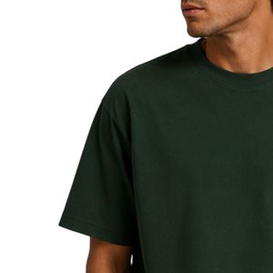 เสื้อยืดโอเวอร์ไซส์สีเขียวเข้มสำหรับผู้ชาย แขนสั้น ผ้าฝ้าย คอกลม ปักลายเรือ โลโก้ ลำลอง สตรีทแวร์ ทรงหลวม แฟชั่น - Product Image 5