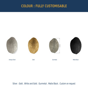 Assiette de présentation en aluminium moulé, texture écorce, ronde, décorative, or, noir, argent, faite à la main, en métal, pour décoration de table - Product Image 3