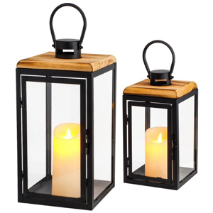 Nueva Tendencia 2026: Juego de 2 Faroles de Madera y Metal con Acabado Natural para Bodas y Hogar, Venta Directa de Fábrica - Product Image 5