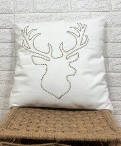 Funda de Cojín Bordada con Diseño de Ciervo Estilo Nórdico, Funda de Almohada Cuadrada de Lino para Sofá - Product Image 3