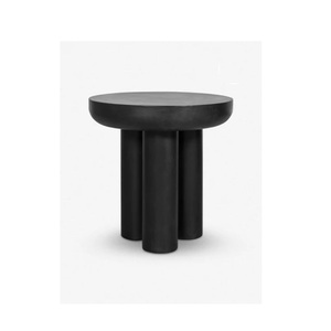 Modern Sculptural Black Concrete <b>Side</b> <b>Table</b> <b>Round</b> Pedestal End <b>Table</b> with Column Base for Living Room, Bedroom And All-Weather - Product Image 1