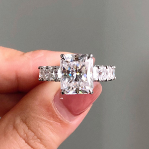 Radiant Lab Grown Diamond Engagement <b>Ring</b> Wedding <b>Ring</b> 5.90 Carat Yellow Gold 14k Party Gift Jewelry - Product Image 1