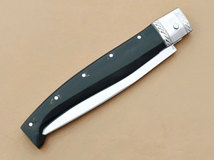 Couteau à pattada artisanal en acier inoxydable avec manche en corne de taureau, fabrication OEM acceptée, lame ultra-affûtée avec étui en cuir - Product Image 3