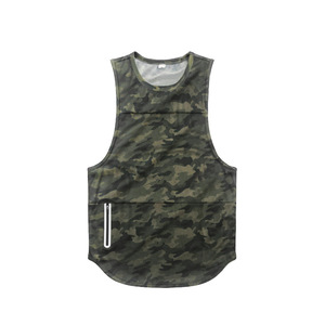 <b>Men's</b> <b>White</b> Sleeveless Tank Top O-Neck Quick Dry Sporty Knitted Polyester <b>Vest</b> With Zipper Pocket - Product Image 4