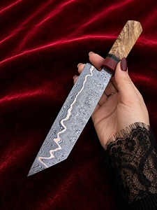 Cuchillo de Chef de Cobre Damasco Hecho a Mano, Cuchillo de Cocina Profesional Afilado, Cuchillo de Cocina Hecho a Mano para Cortar Carne y Verduras - Product Image 1