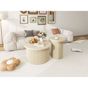 Set moderno di 2 tavolini da caffè rotondi e tavolini di accento per soggiorno o appartamento - Product Image 5