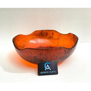 Bol à fruits en résine ambrée avec logo personnalisé, vaisselle pour la maison et l'hôtel, bol de service fait main en résine fluide, saladier, articles de cuisine pour mariages et événements - Product Image 1