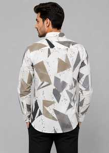 Camisa de Manga Larga con Estampado Geométrico para Hombre, Cuello Camisero, Estilo Casual con Botones, Ropa de Primavera, Servicio OEM - Product Image 2