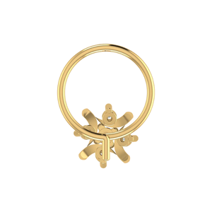 Piercing de Nariz Étnico para Mujer, Diseño de Pétalos Curvos en Oro de 14K, Corte Brillante Redondo de 0.055ct - Product Image 5