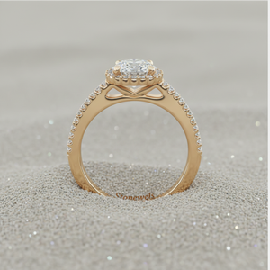 แหวนหมั้นเพชรทรงกลมชุบทองคำสีกุหลาบขนาดเล็ก พร้อมการติดตั้งแบบ Prong Setting ที่ได้รับการรับรอง - Product Image 2