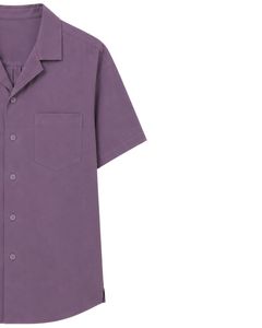 เสื้อเชิ้ตผู้ชายคอปกคิวบาสีม่วง แบรนด์ Manufacturer แขนสั้นลำลอง ใส่สบายๆ สำหรับฤดูร้อน ทรงโอเวอร์ไซส์ สไตล์สตรีทแฟชั่น เหมาะสำหรับใส่ไปเที่ยวชายหาด ติดกระดุม - Product Image 4