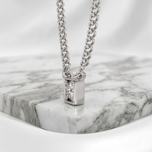 0.10CTW Round Brilliant <b>Frame</b>-Set Diamond Solitaire Necklace. - Product Image 4