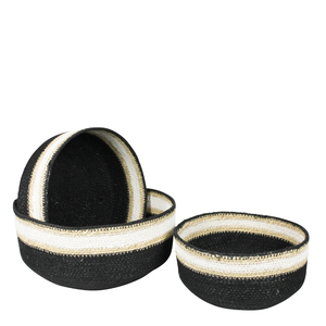 Panier de rangement ovale en fibres végétales tressées au design élégant avec poignées en cuir, bac de rangement rustique multi-usages - Product Image 4
