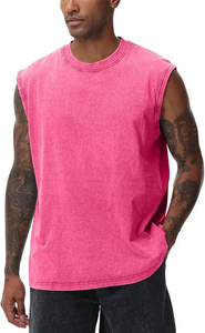 เสื้อกล้ามออกกำลังกายผู้ชาย เสื้อยืดแขนกุด เสื้อยืดฟิตเนสลายวอช เสื้อยืดวิ่งชายหาดทรงหลวม ขายตรงจากโรงงาน รับผลิตแบบ OEM - Product Image 4