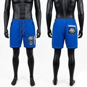 Premium 140 GSM Polyester Breathable Blue Windbreaker <b>Short</b> With <b>Patch</b> Embroidery Custom Logo Design <b>men's</b> <b>shorts</b> - Product Image 1