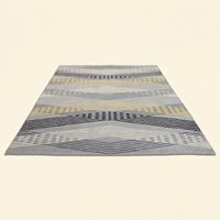 Tapis DECORDEC Chevron Ondulé Superposé Argenté en Laine Tuftée à la Main Antidérapant Écologique à Poils Moyens Épais pour Maison, Hôtel, Salon