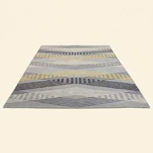 DECORDEC <b>Silver</b> Layered Chevron Waves Wool Hand Tufted Non-Slip Eco-Friendly <b>Rug</b> Medium Pile Thick Home Hotel Use Living Room - Product Image 2