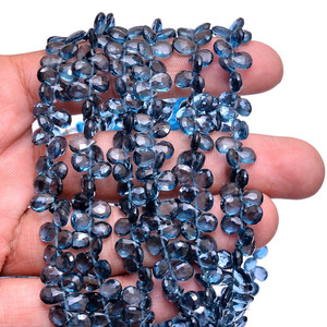 Topacio AAA de 5x8 mm, facetado, en forma de pera, briolette, natural, genuino, topacio azul de Londres, piedra semipreciosa, cuentas sueltas para joyería. - Product Image 4