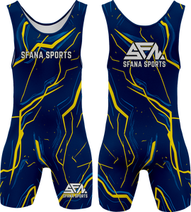 SFANA SPORTS Singlet de lutte sublimé violet jaune imprimé éclairs, anti-humidité, ajusté, unisexe, adulte, équipement de compression - Product Image 5