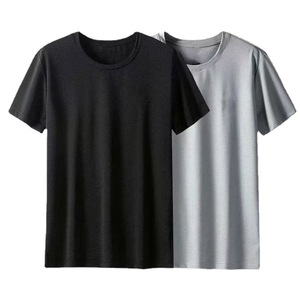 T-shirt de sport d'été pour homme, personnalisé avec logo OEM, élégant, ample, en maille, à manches courtes, col en V, grande taille, en soie glacée, tricoté décontracté - Product Image 4