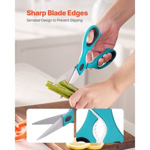 2 Pack Durable Stainless Steel <b>Kitchen</b> Scissors Heavy Duty Cooking <b>Shears</b> with Soft Grip Comfort Sheaths for Cutting - Product Image 4