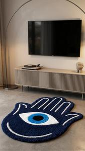 Alfombra de Lana de Lujo con Diseño de Mano de Hamsa y Ojo Turco, Tejida a Mano, Suave, Antideslizante, para Decoración Moderna del Hogar - Product Image 4