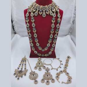JeweleMarket Ethnic Gold Plated Austrian Crystal <b>Bridal</b> <b>Jewelry</b> <b>Set</b> with Necklace & Earrings for Women's - Product Image 5