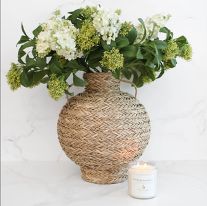 Eco Friendly Handwoven Seagrass <b>Vase</b> With Handles Natural Handmade <b>Decorative</b> <b>Vase</b> for Wholesale Bulk Buyers - Product Image 2