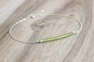 Sterling Silver Peridot Bracelet August Birthstone Minimalist Women Jewelry Gemstone Handmade Wholesale Supplier - Product Image 4