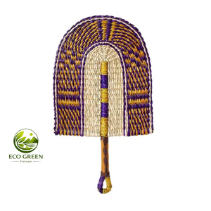 Natural Seagrass Woven Hand Fan Round Oval Design Colorful Boho Style Eco Friendly <b>Summer</b> Fan for <b>Decoration</b> and Gift - Product Image 1