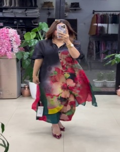 AARYA 2026 Vestido Midi Holgado de Verano con Estampado Floral, Casual y Moderno, Lavable, de Manga Corta para Mujer - Product Image 1