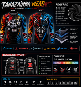 Maillot de compression à manches longues personnalisé Wolf Rash Guard, impression par sublimation, séchage rapide, respirant, polyester et élasthanne, MMA, BJJ, gym - Product Image 3