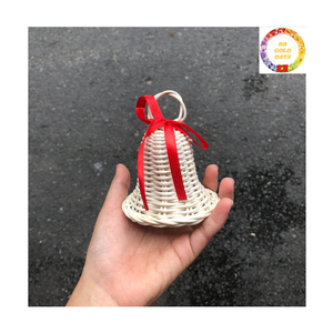 Cloche de Noël vintage rustique en rotin, tissée à la main, écologique, durable, ornement pour arbre de Noël et décoration intérieure - Product Image 5