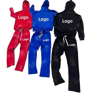 Custom Logo <b>Red</b> <b>Hoodie</b> And Sweatpants Set 100 Cotton Breathable Casual Tracksuit For Adults Autumn Wear - Product Image 6